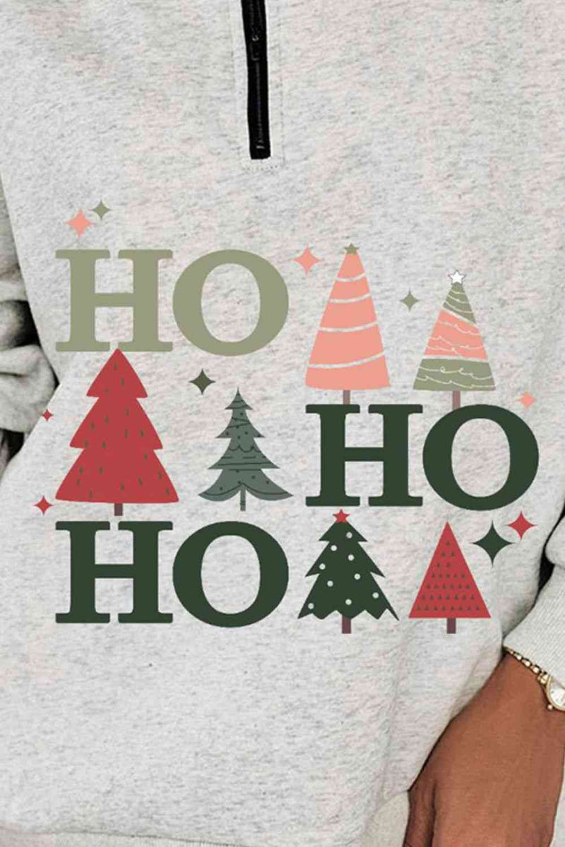HO HO HO Christmas Tree Graphic Sweatshirt