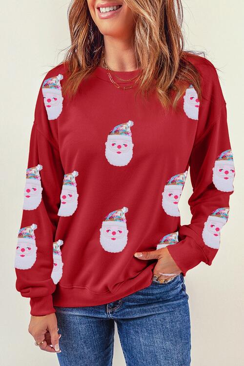 Sequin Santa Long Sleeve Sweatshirt