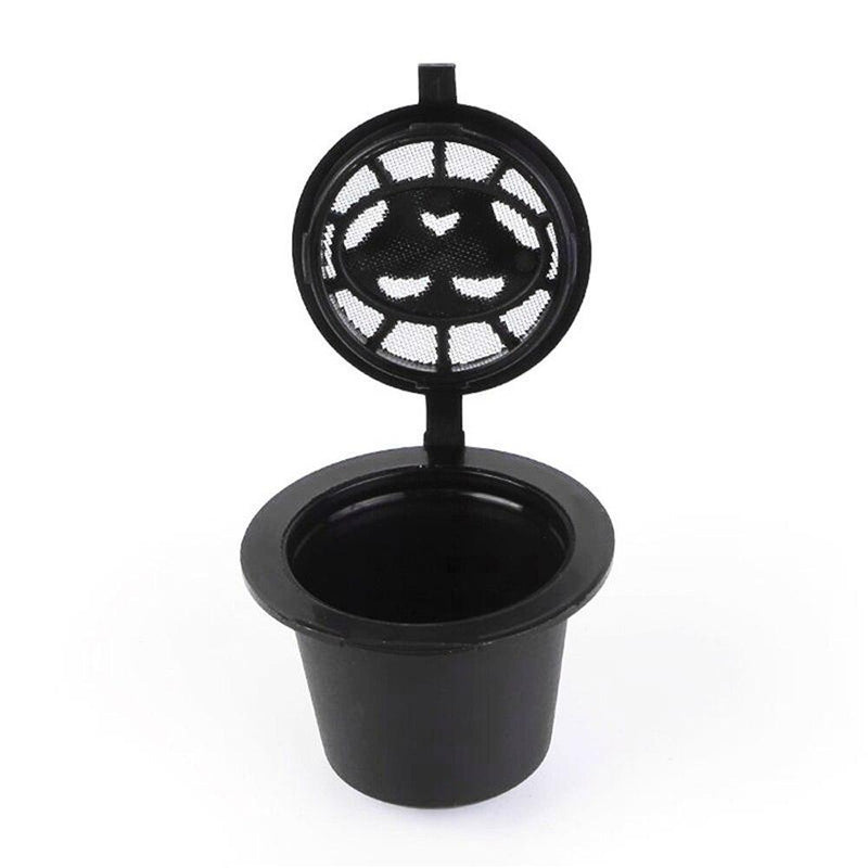 6PCS Reusable Nespresso Coffee Capsules Cup With Spoon Brush Black Refillable Coffee Capsule Refilling Filter Coffeeware Gift - Sorta Stuff