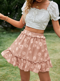 Frill Trim Floral Print Skirt