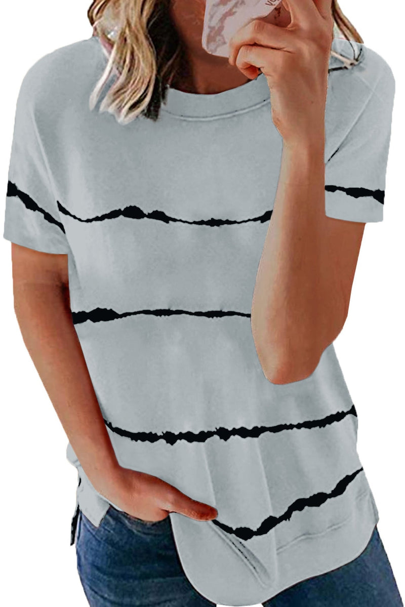 Tie-Dye Stripe Casual T-Shirt