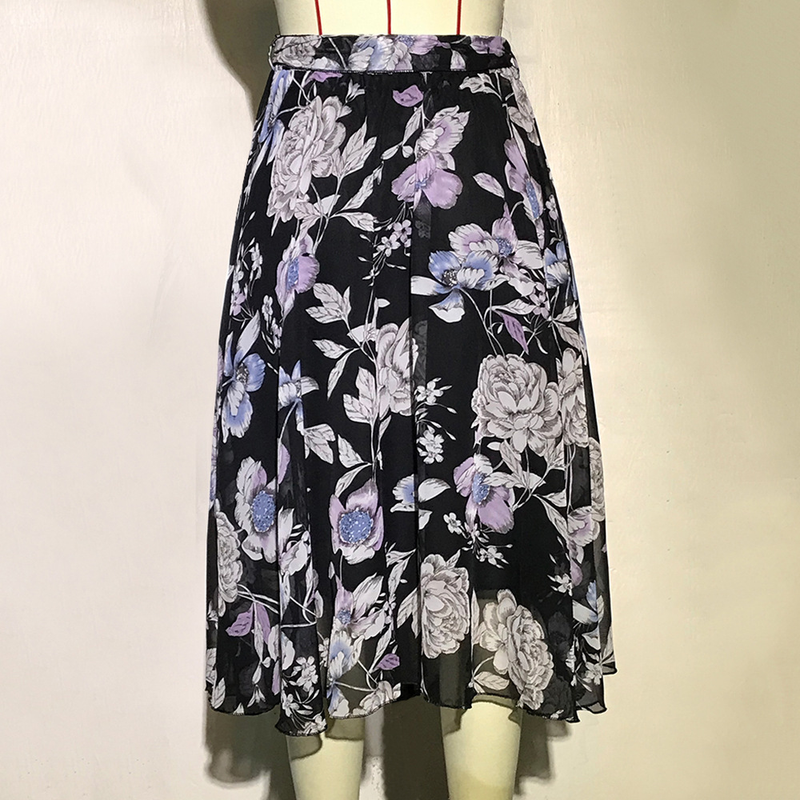 Plus Size Floral Chiffon Maxi Skirt