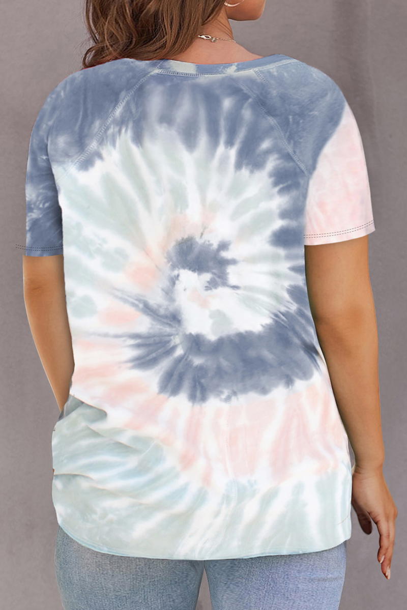 Multicolor Tie-Dye Raglan Sleeve Plus Size T-Shirt