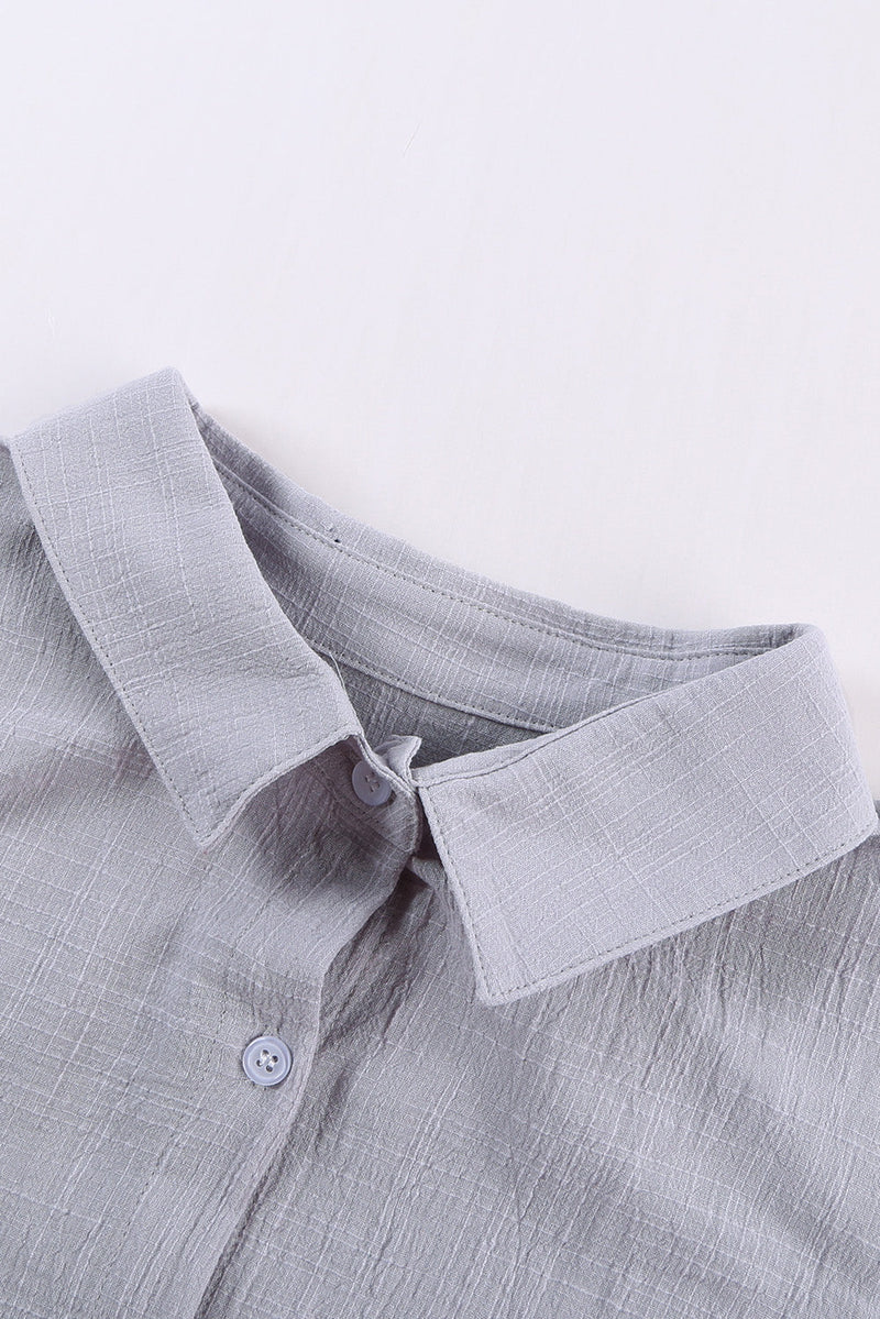 Textured Solid Color Basic Shirt