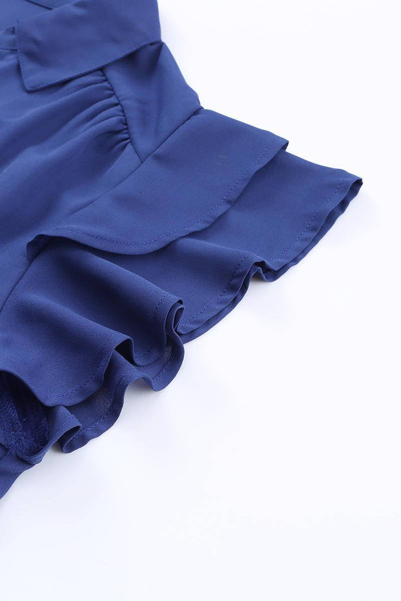 Blue Plus Size Ruffled Tiered A-Line Midi Dress