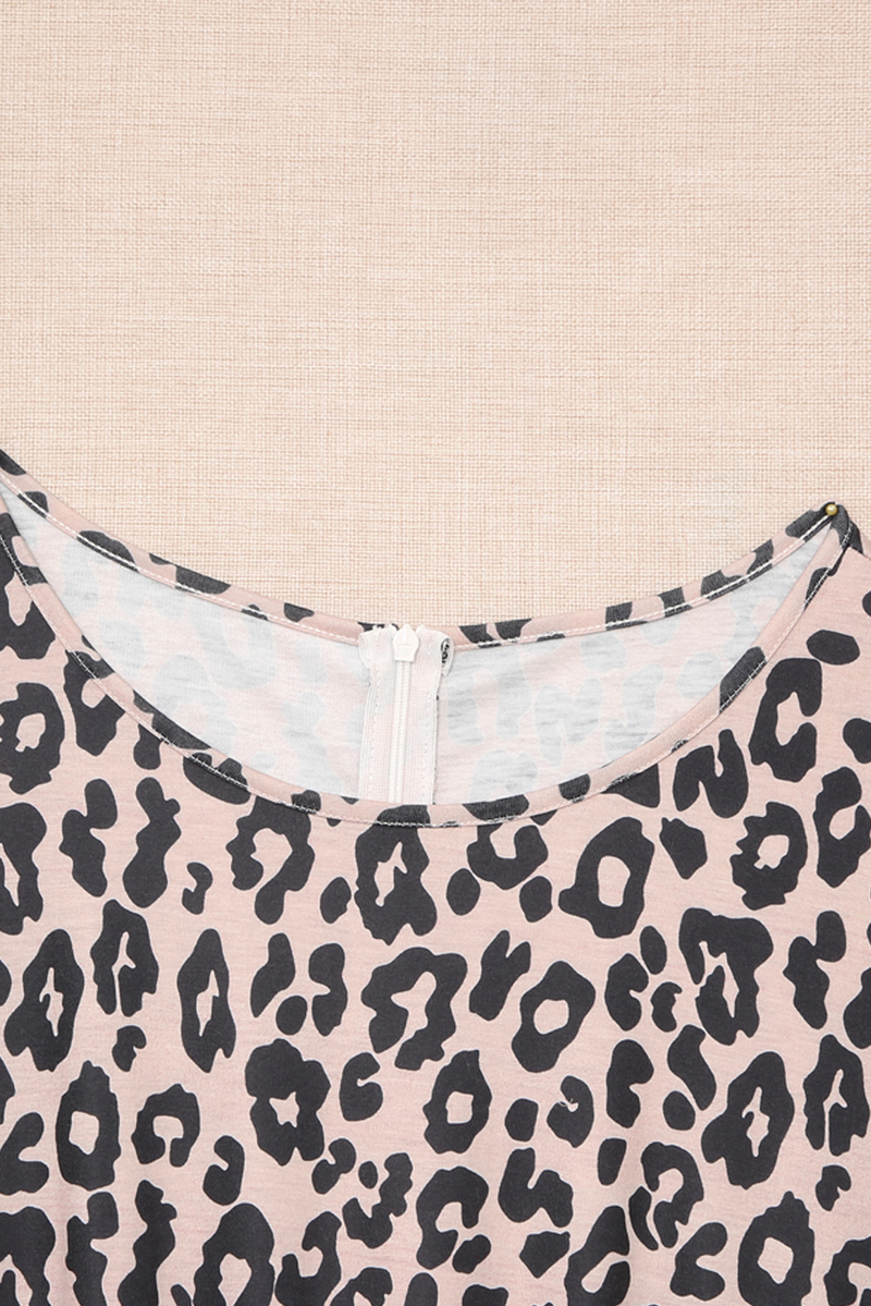 Leopard Print Cut-Out Half Sleeve Plus Size Jumpsuit