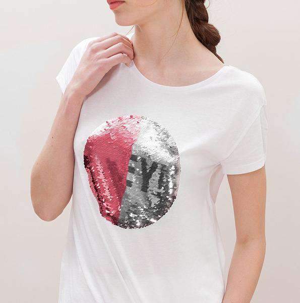 Custom Sequin Women T-Shirt (Circle) - Sorta Stuff