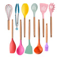 Non-stick Silicone Kitchenware Cooking Utensils Set Cookware Spatula Shovel Egg Beaters Wooden Handle Kitchen Cooking Tool Set